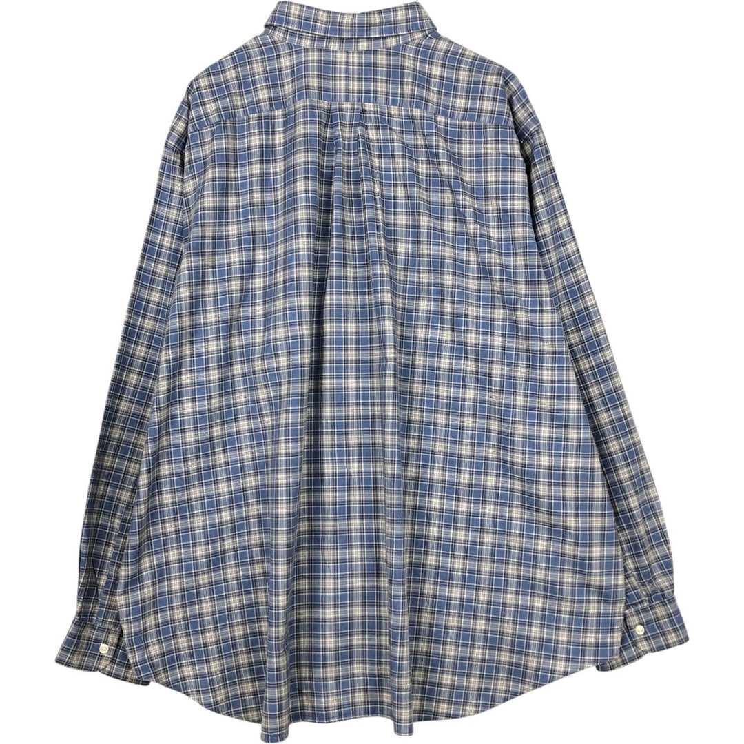 Ralph Lauren long-sleeved button-down check shirt, men's size XXL (approx.) cotton blue type Vintage Second Hand