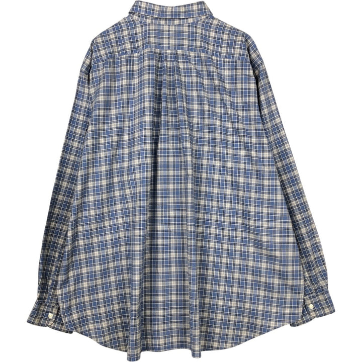 Ralph Lauren long-sleeved button-down check shirt, men's size XXL (approx.) cotton blue type Vintage Second Hand
