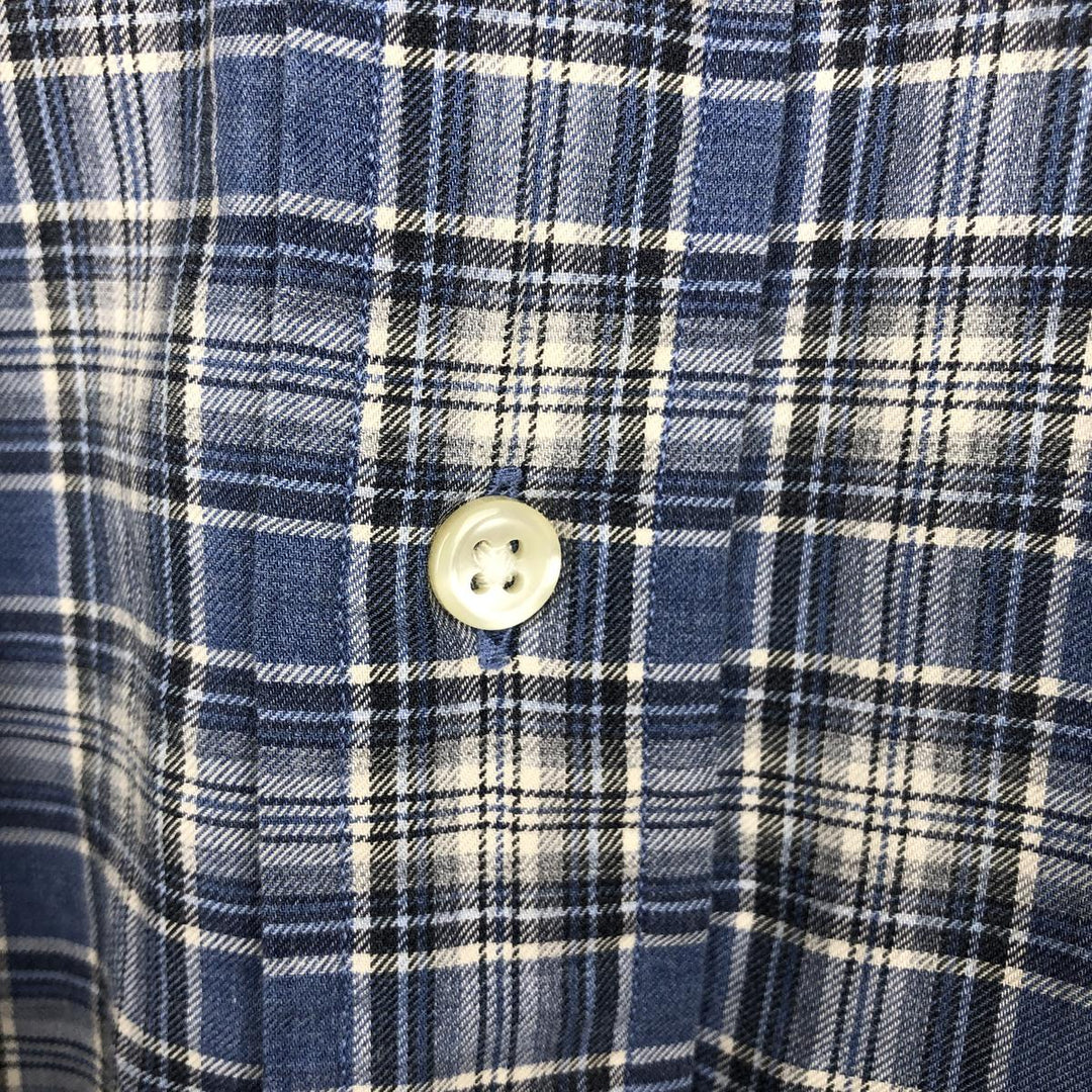 Ralph Lauren long-sleeved button-down check shirt, men's size XXL (approx.) cotton blue type Vintage Second Hand