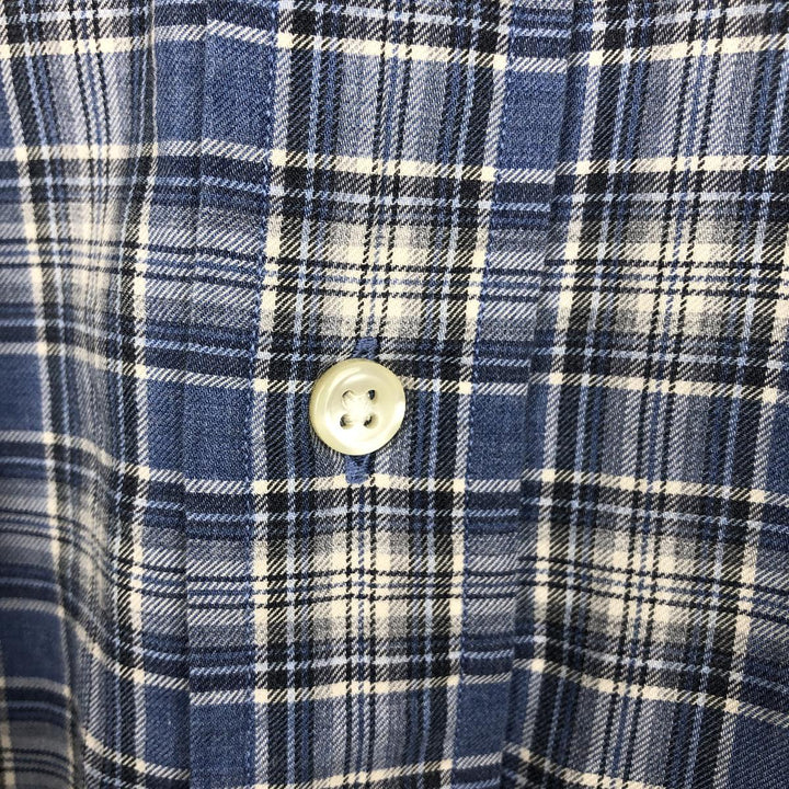 Ralph Lauren long-sleeved button-down check shirt, men's size XXL (approx.) cotton blue type Vintage Second Hand