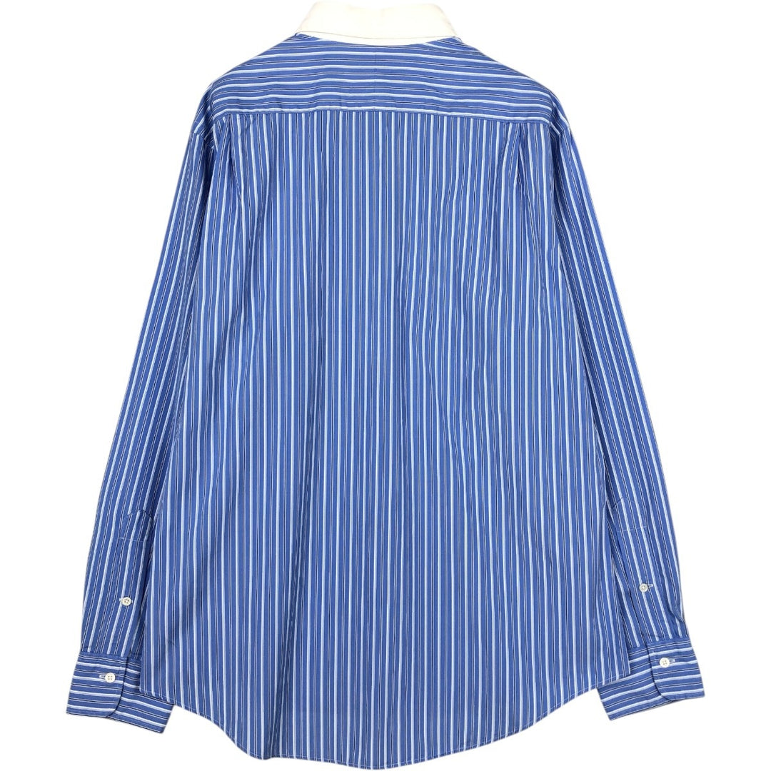 Ralph Lauren Striped Pattern Cleric Shirt, Men's Size L (approx.) cotton blue type Vintage Second Hand