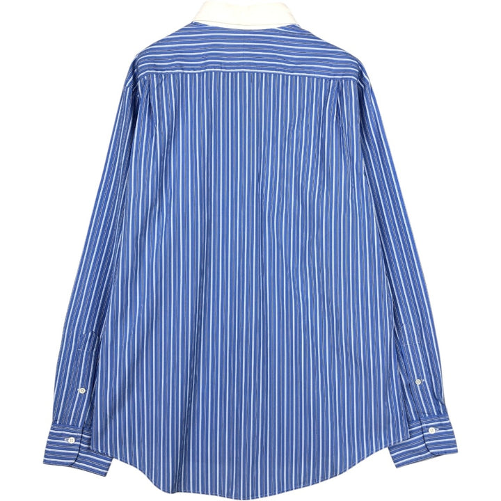 Ralph Lauren Striped Pattern Cleric Shirt, Men's Size L (approx.) cotton blue type Vintage Second Hand