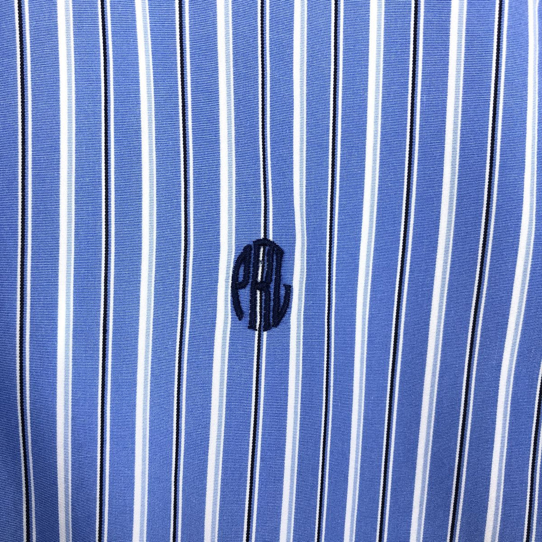 Ralph Lauren Striped Pattern Cleric Shirt, Men's Size L (approx.) cotton blue type Vintage Second Hand