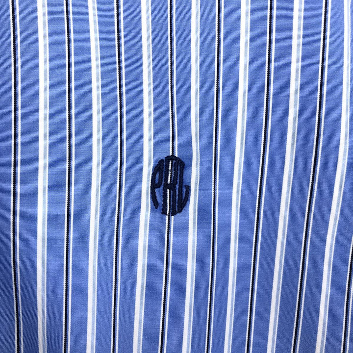 Ralph Lauren Striped Pattern Cleric Shirt, Men's Size L (approx.) cotton blue type Vintage Second Hand