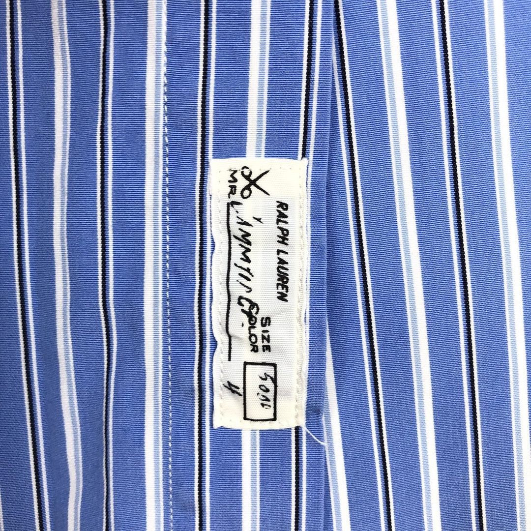 Ralph Lauren Striped Pattern Cleric Shirt, Men's Size L (approx.) cotton blue type Vintage Second Hand