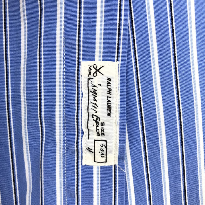 Ralph Lauren Striped Pattern Cleric Shirt, Men's Size L (approx.) cotton blue type Vintage Second Hand