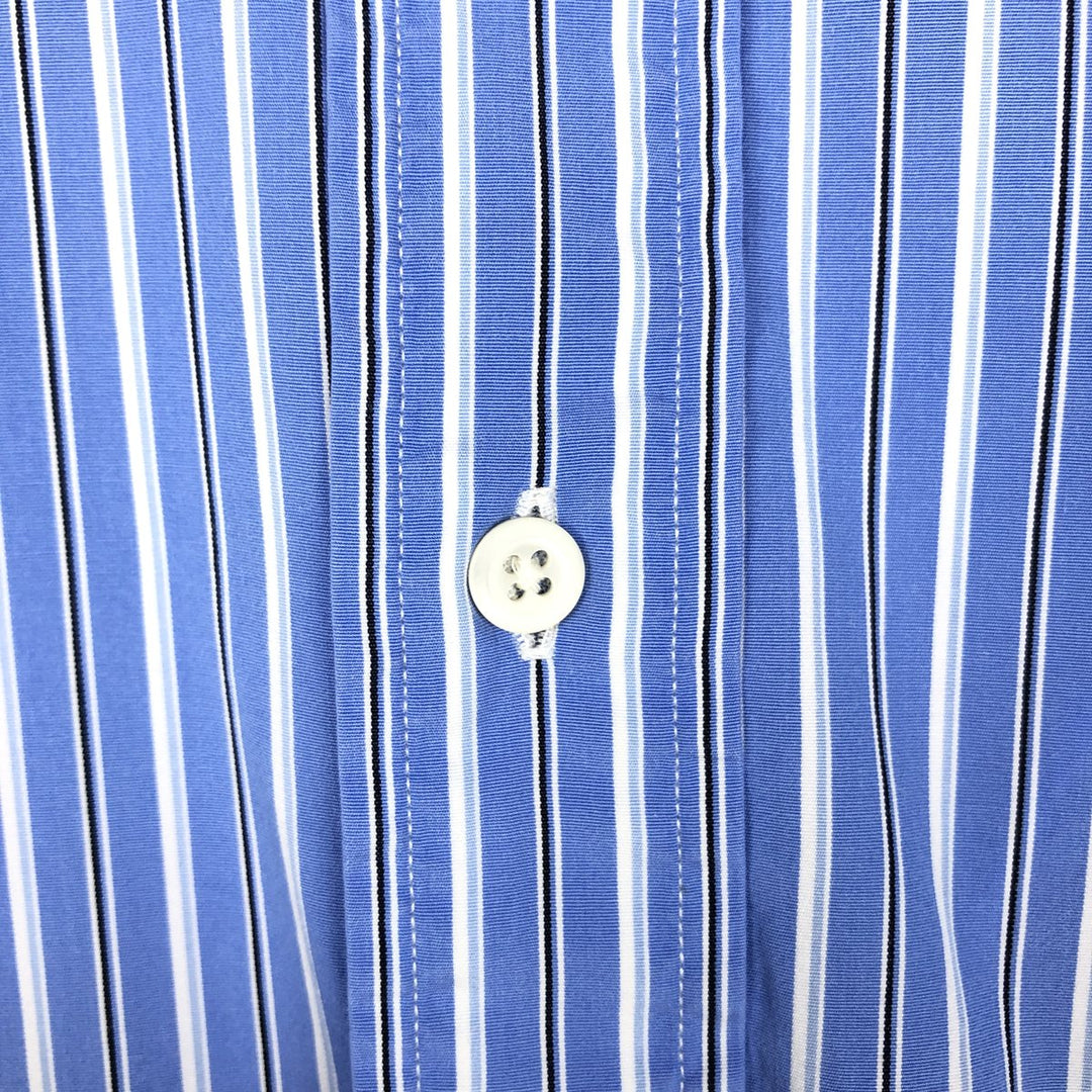 Ralph Lauren Striped Pattern Cleric Shirt, Men's Size L (approx.) cotton blue type Vintage Second Hand