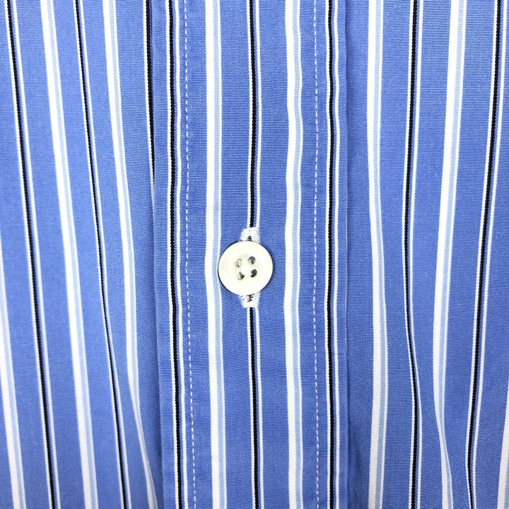 Ralph Lauren Striped Pattern Cleric Shirt, Men's Size L (approx.) cotton blue type Vintage Second Hand