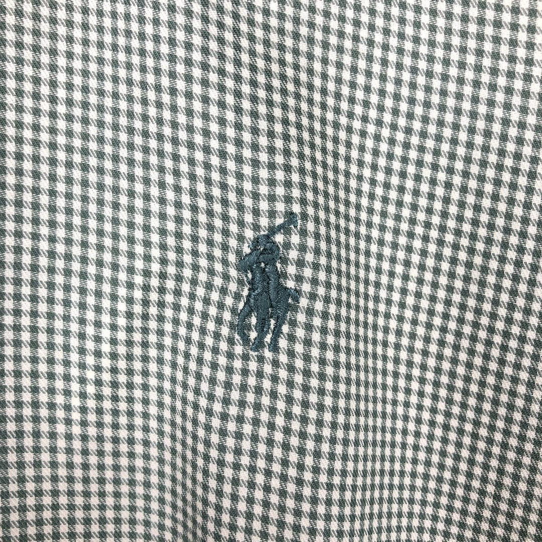 Ralph Lauren Golf Tilden long-sleeved button-down check shirt, men's size L cotton green type yellow green Vintage Second Hand