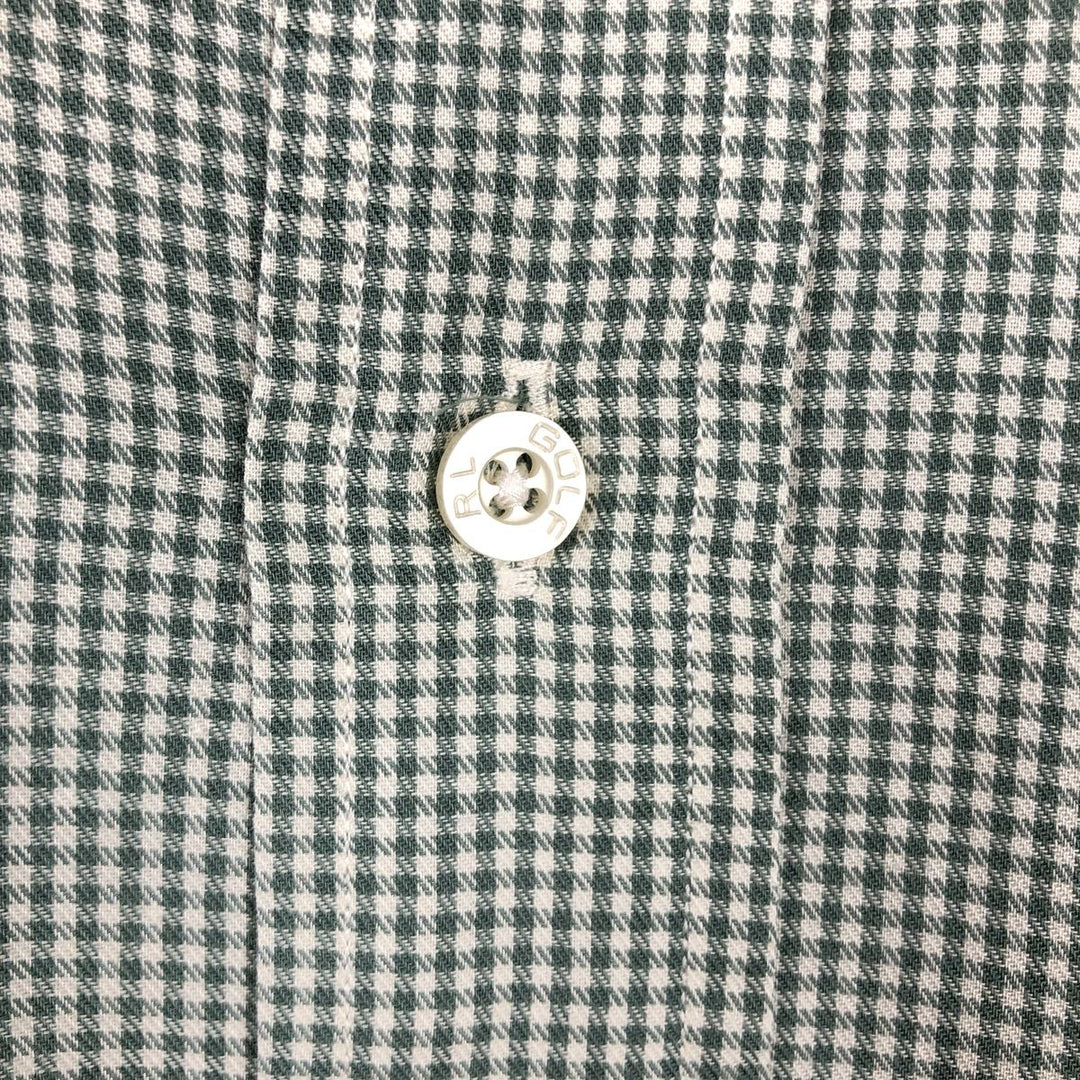 Ralph Lauren Golf Tilden long-sleeved button-down check shirt, men's size L cotton green type yellow green Vintage Second Hand