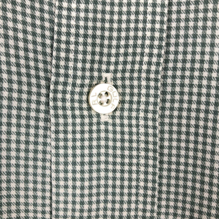 Ralph Lauren Golf Tilden long-sleeved button-down check shirt, men's size L cotton green type yellow green Vintage Second Hand