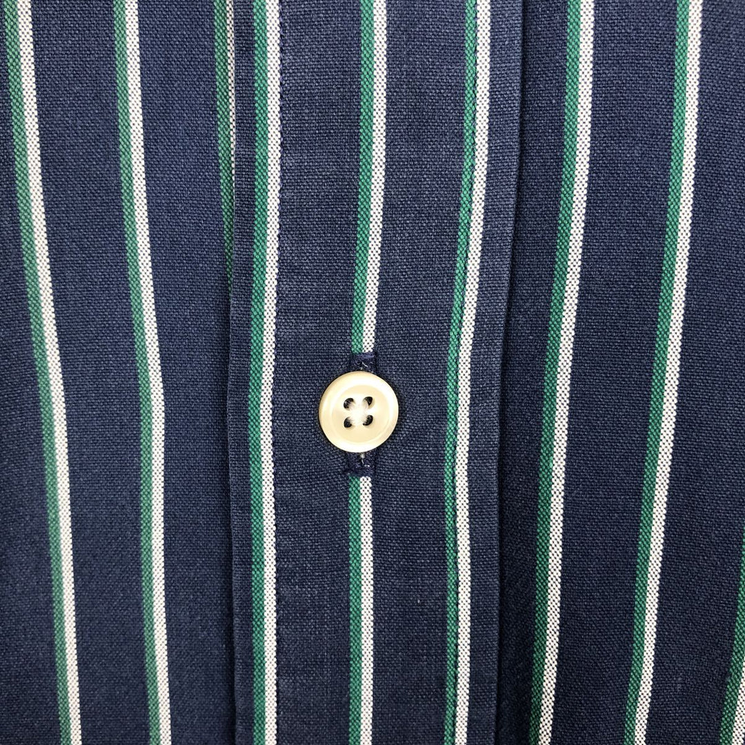 Ralph Lauren BLAIRE long sleeve button down striped shirt, men's size M cotton navy blue type Vintage Second Hand
