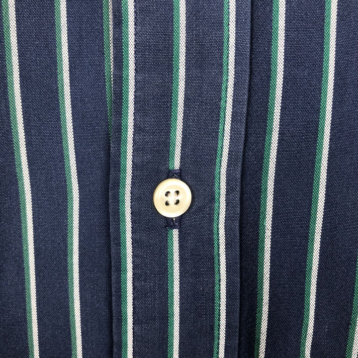 Ralph Lauren BLAIRE long sleeve button down striped shirt, men's size M cotton navy blue type Vintage Second Hand