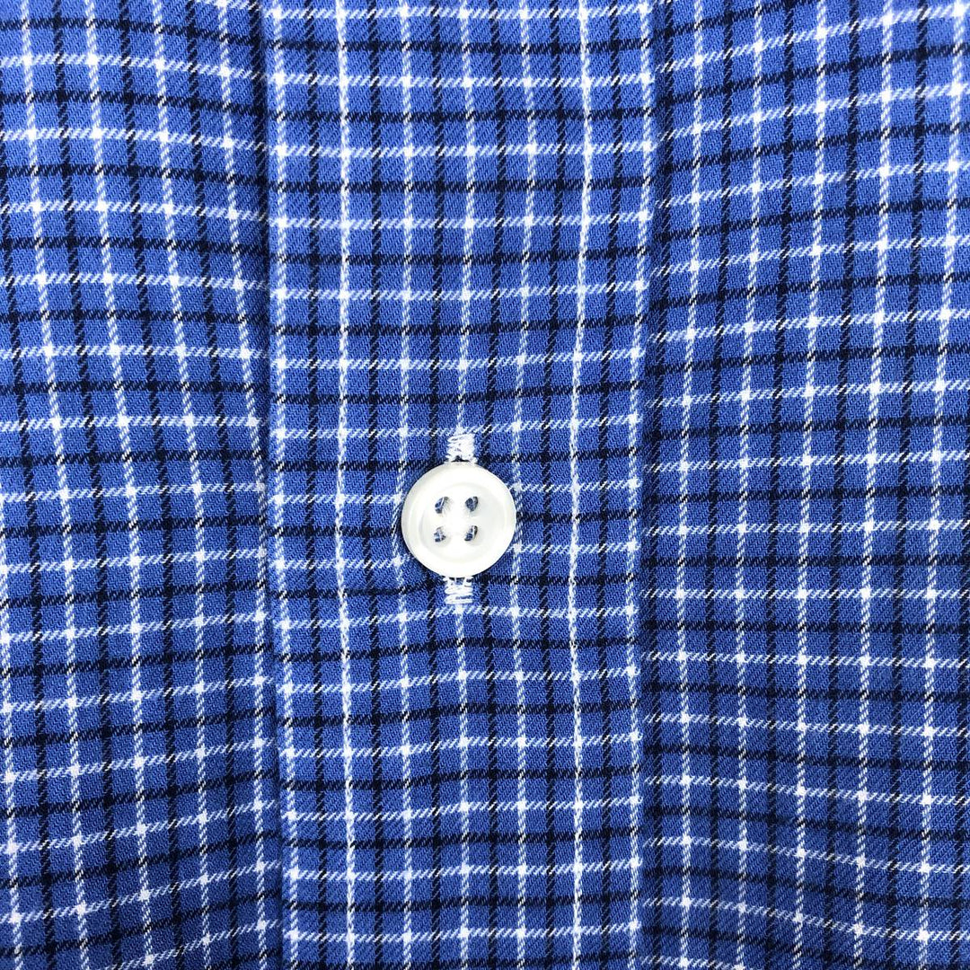 Ralph Lauren wide-collar long-sleeve cotton check shirt, men's size L (approx.) cotton blue type Vintage Second Hand