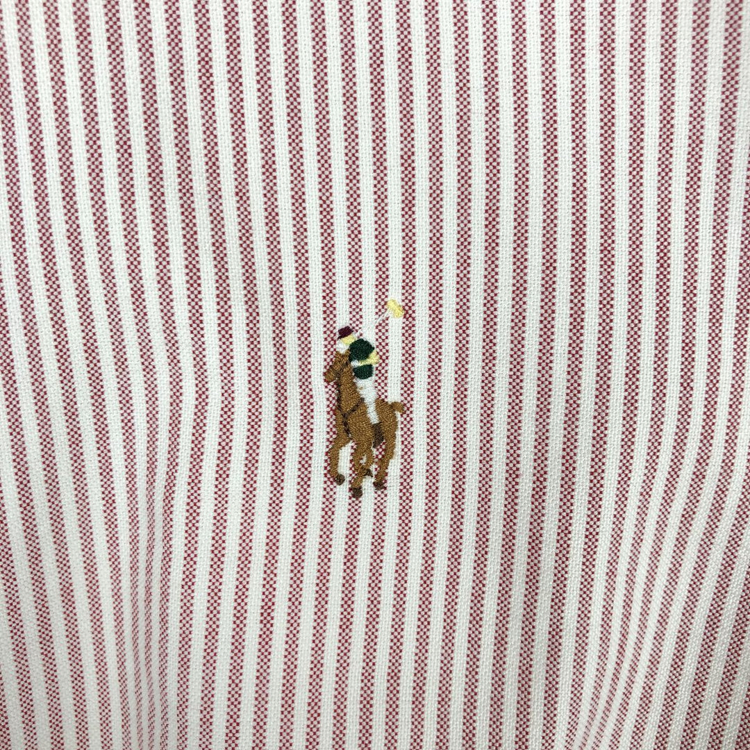 Ralph Lauren CLASSIC FIT Oxford Long-Sleeve Button-Down Striped Shirt, Men's Size L (approx.) cotton red type Vintage Second Hand