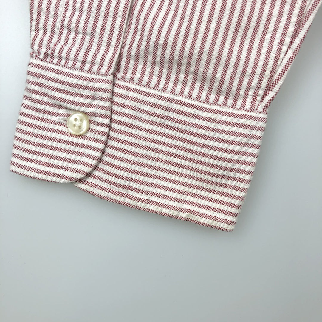 Ralph Lauren CLASSIC FIT Oxford Long-Sleeve Button-Down Striped Shirt, Men's Size L (approx.) cotton red type Vintage Second Hand