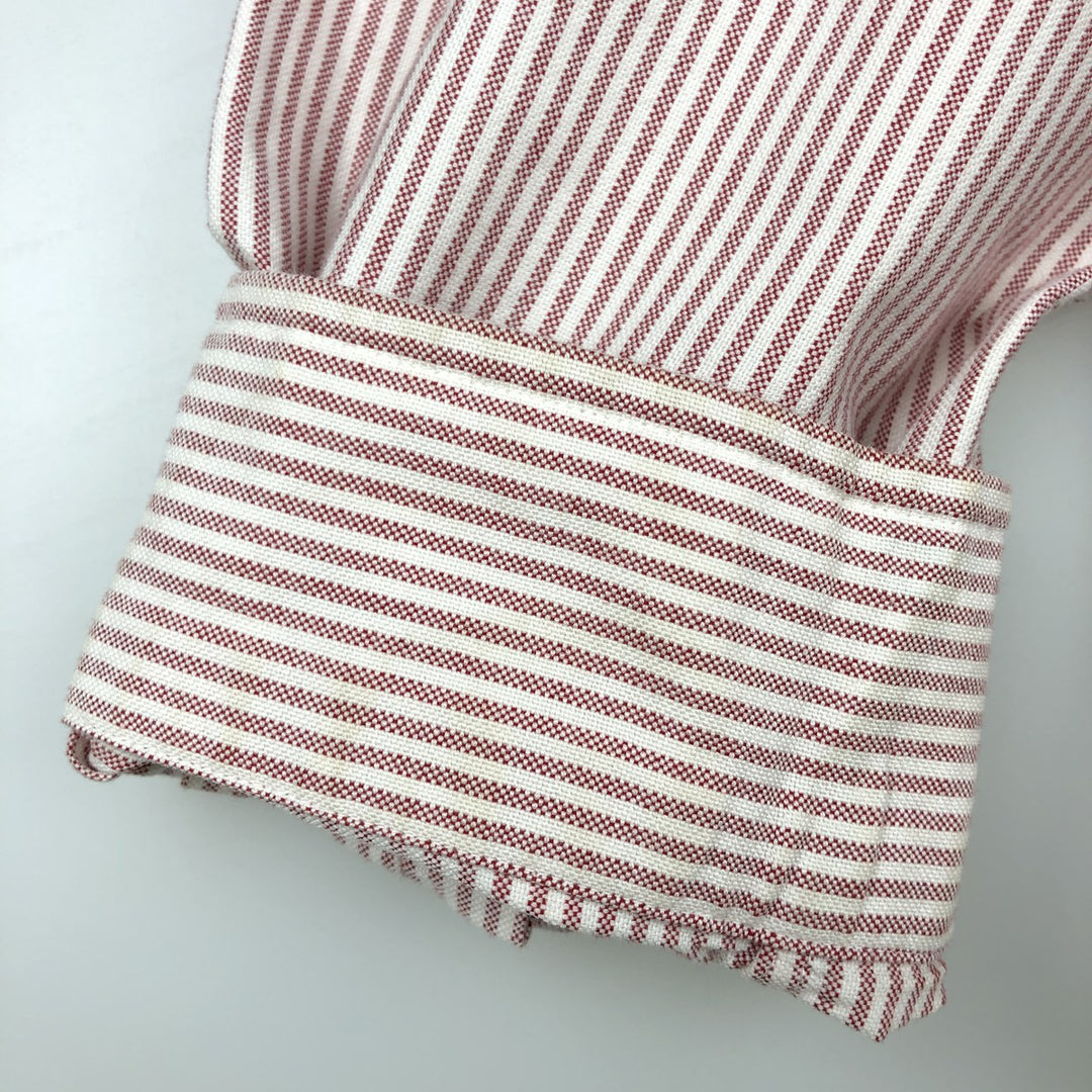 Ralph Lauren CLASSIC FIT Oxford Long-Sleeve Button-Down Striped Shirt, Men's Size L (approx.) cotton red type Vintage Second Hand