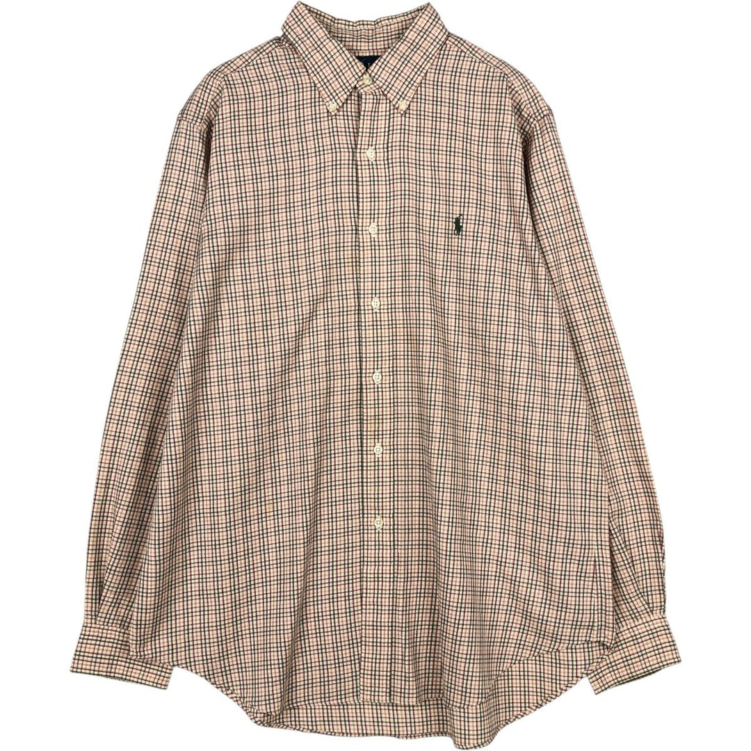 Ralph Lauren Classic Fit Long Sleeve Button Down Check Shirt, Men's Size L cotton green type Vintage Second Hand