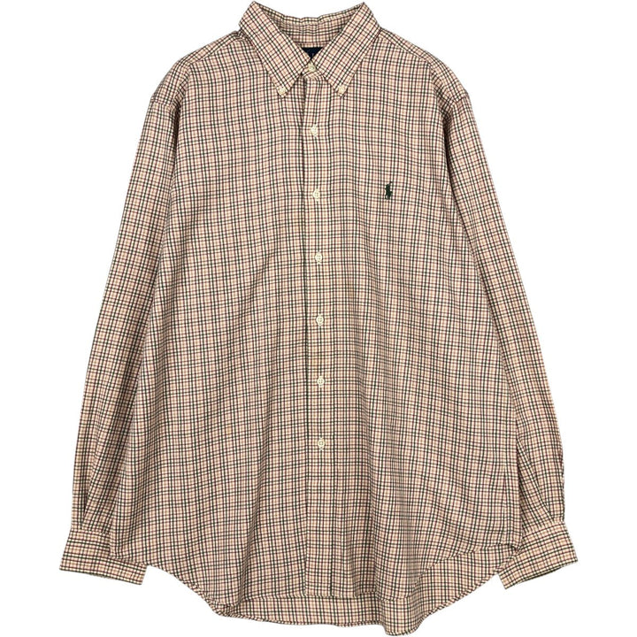 Ralph Lauren Classic Fit Long Sleeve Button Down Check Shirt, Men's Size L cotton green type Vintage Second Hand