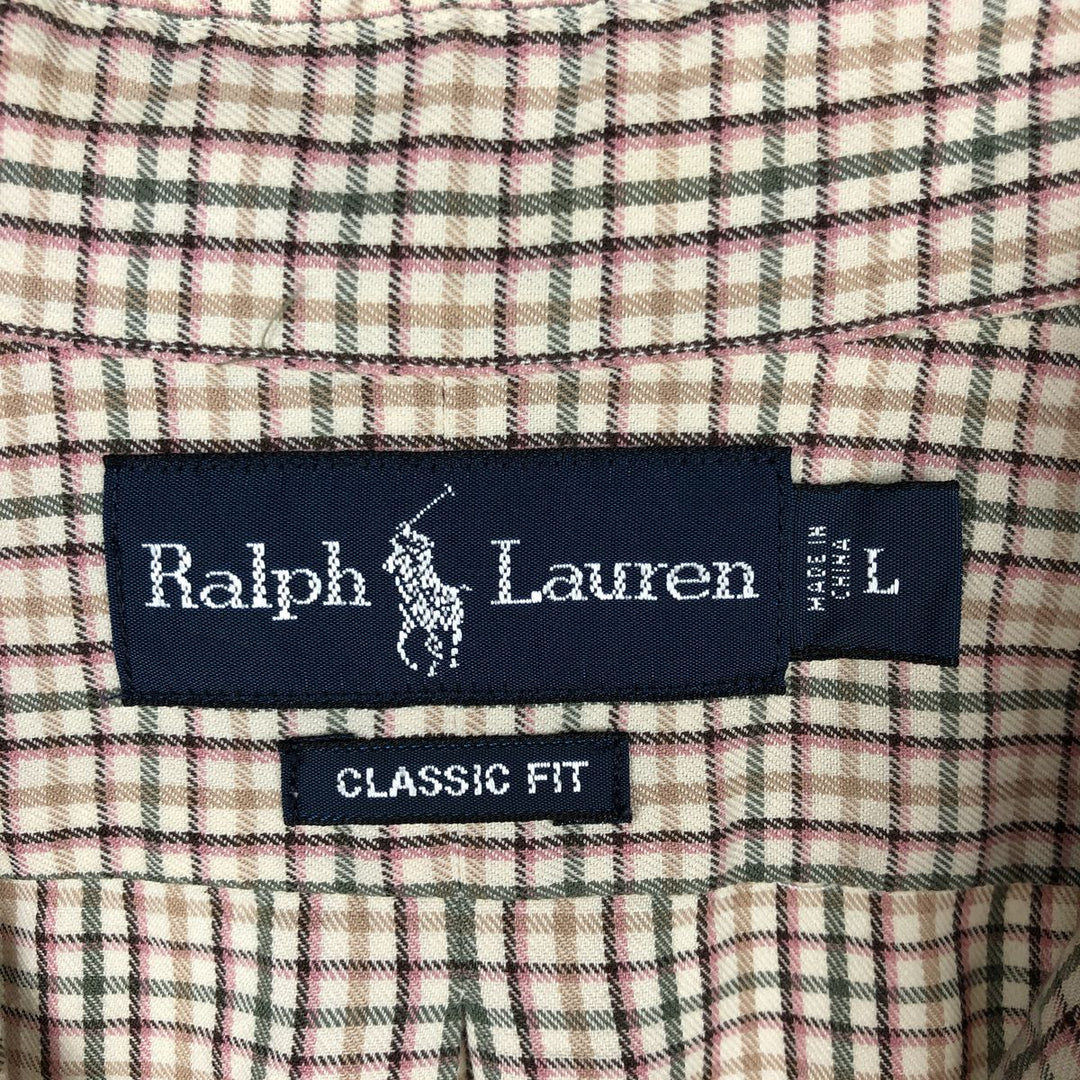 Ralph Lauren Classic Fit Long Sleeve Button Down Check Shirt, Men's Size L cotton green type Vintage Second Hand