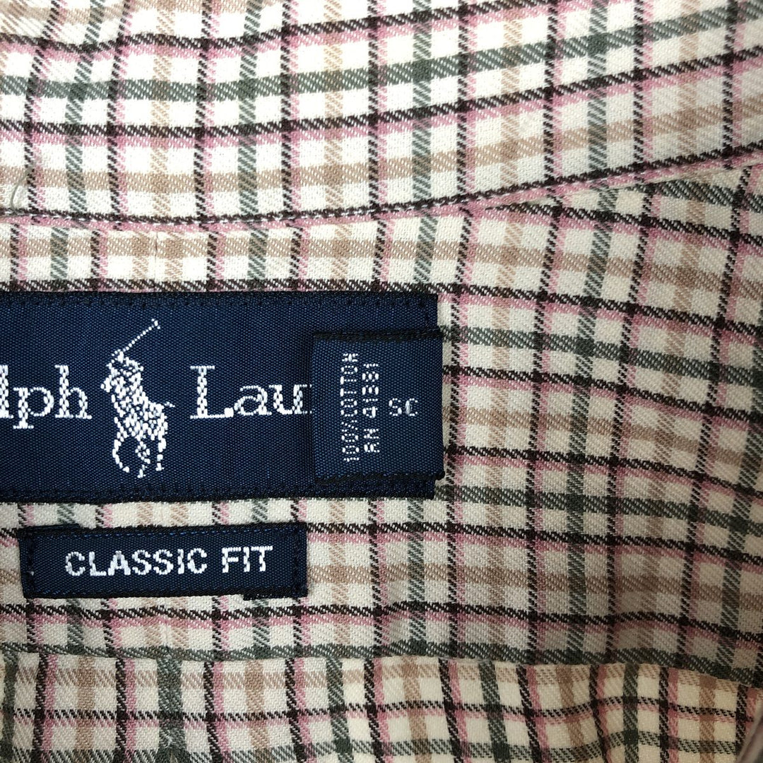 Ralph Lauren Classic Fit Long Sleeve Button Down Check Shirt, Men's Size L cotton green type Vintage Second Hand