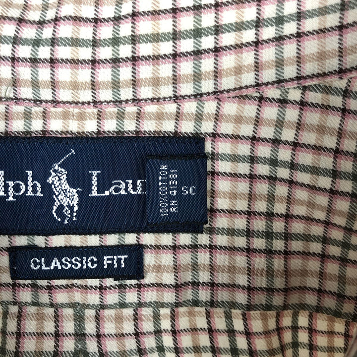 Ralph Lauren Classic Fit Long Sleeve Button Down Check Shirt, Men's Size L cotton green type Vintage Second Hand