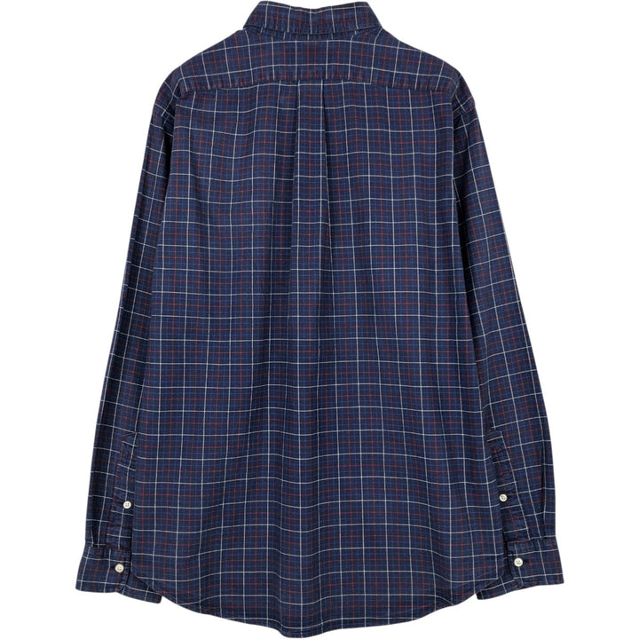 Ralph Lauren Classic Fit Long Sleeve Button Down Check Shirt, Men's Size L cotton navy blue type Vintage Second Hand