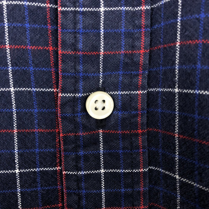 Ralph Lauren Classic Fit Long Sleeve Button Down Check Shirt, Men's Size L cotton navy blue type Vintage Second Hand