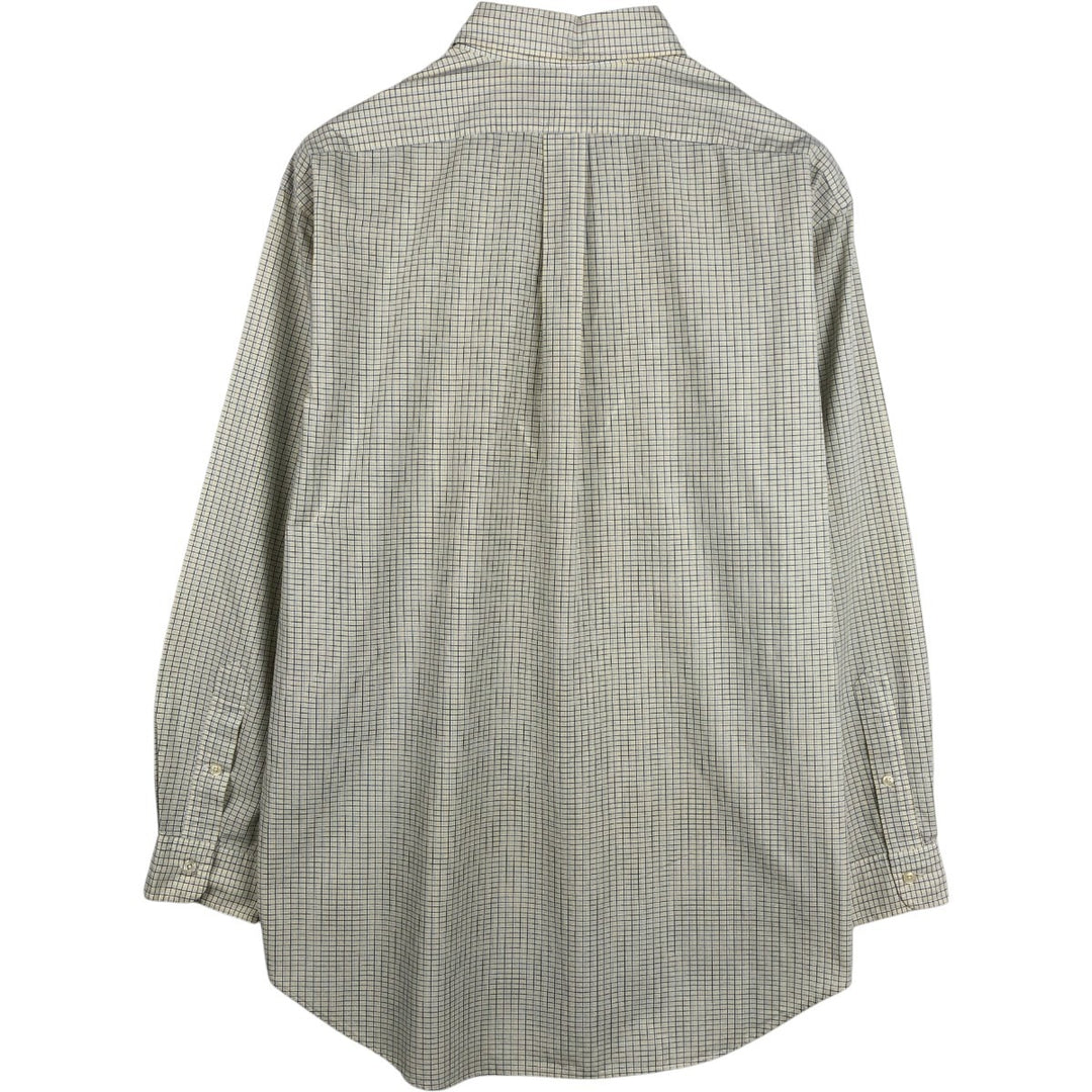 Ralph Lauren YARMOUTH Long Sleeve Button-Down Check Shirt, Men's Size L cotton yellow type Vintage Second Hand