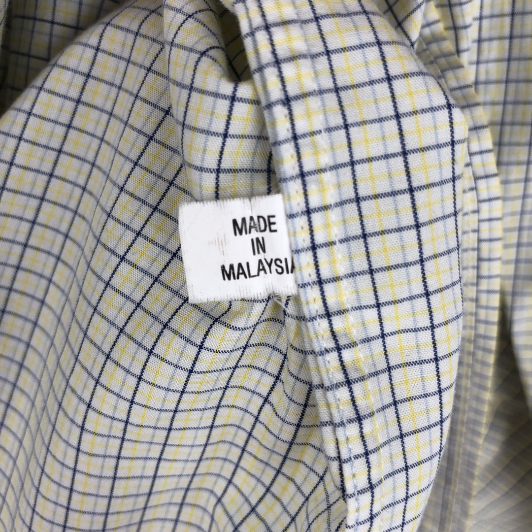 Ralph Lauren YARMOUTH Long Sleeve Button-Down Check Shirt, Men's Size L cotton yellow type Vintage Second Hand