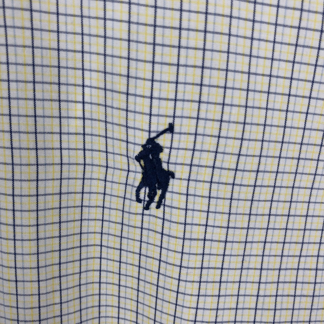 Ralph Lauren YARMOUTH Long Sleeve Button-Down Check Shirt, Men's Size L cotton yellow type Vintage Second Hand