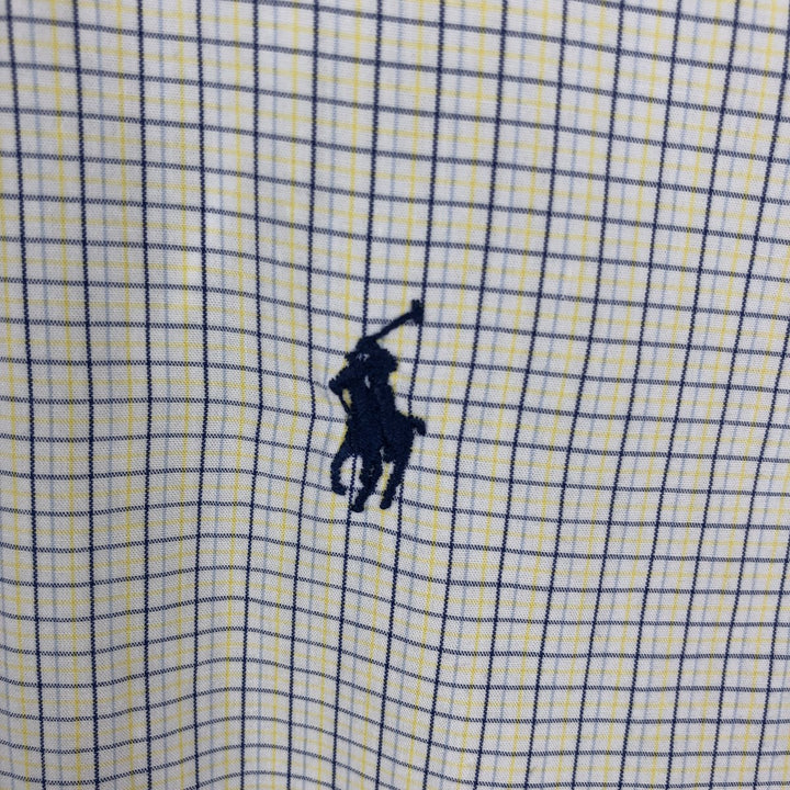 Ralph Lauren YARMOUTH Long Sleeve Button-Down Check Shirt, Men's Size L cotton yellow type Vintage Second Hand