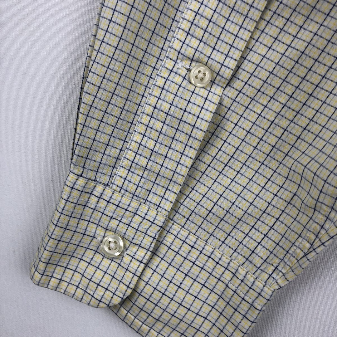 Ralph Lauren YARMOUTH Long Sleeve Button-Down Check Shirt, Men's Size L cotton yellow type Vintage Second Hand