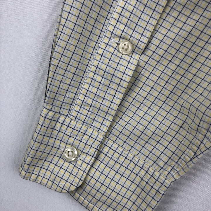 Ralph Lauren YARMOUTH Long Sleeve Button-Down Check Shirt, Men's Size L cotton yellow type Vintage Second Hand