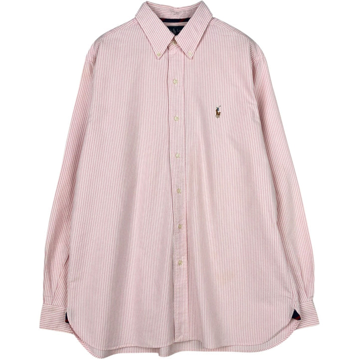 Ralph Lauren Classic Fit Long Sleeve Button Down Striped Shirt, Men's Size L cotton pink type Vintage Second Hand