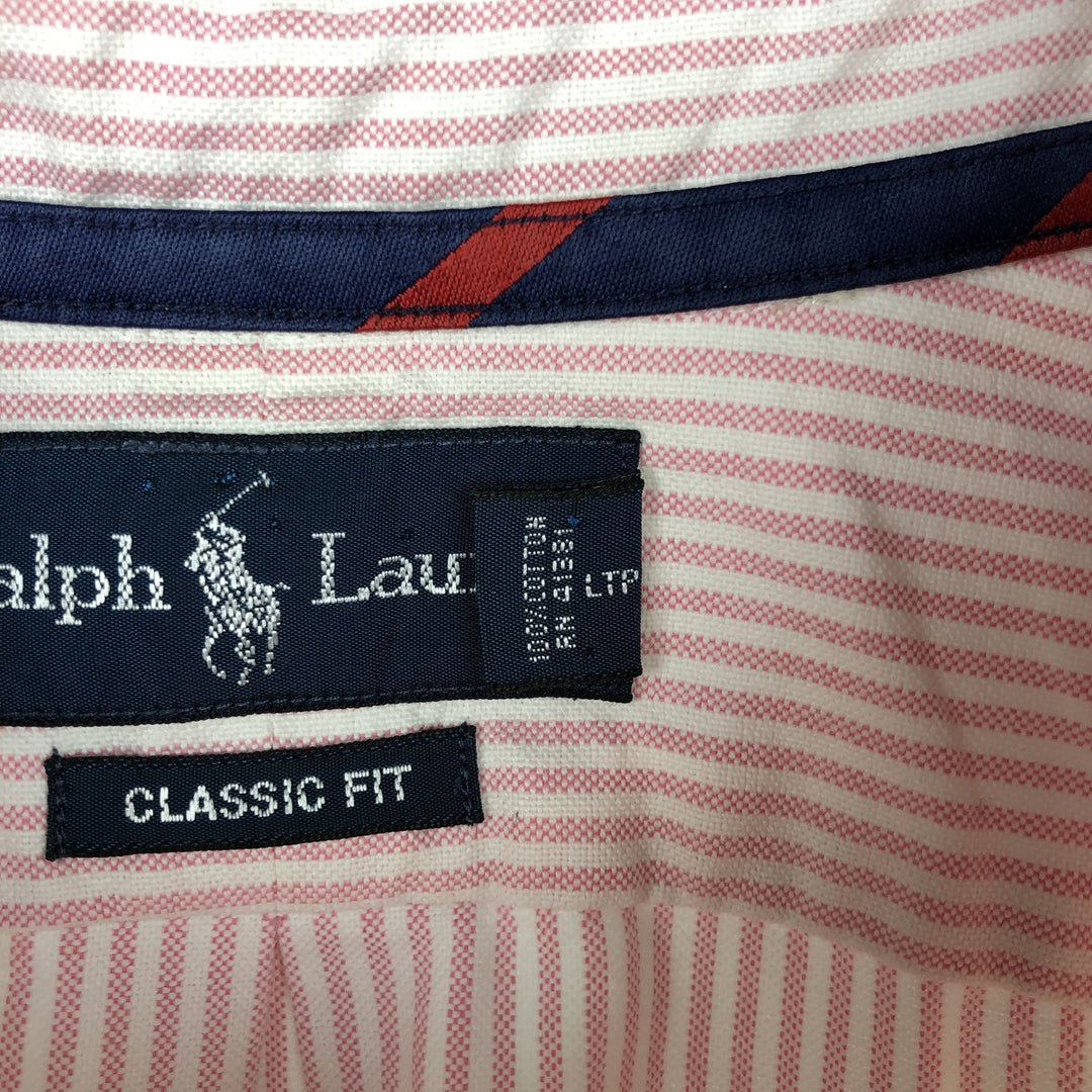 Ralph Lauren Classic Fit Long Sleeve Button Down Striped Shirt, Men's Size L cotton pink type Vintage Second Hand