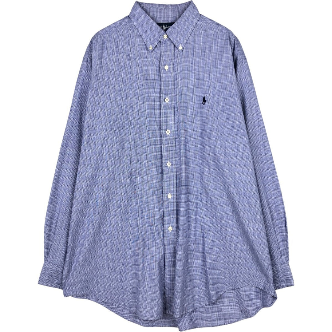 Ralph Lauren YARMOUTH Long Sleeve Button Down Check Shirt Men's XL cotton blue type Vintage Second Hand