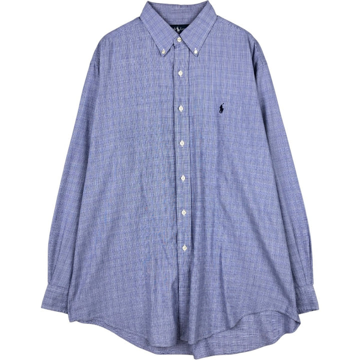 Ralph Lauren YARMOUTH Long Sleeve Button Down Check Shirt Men's XL cotton blue type Vintage Second Hand
