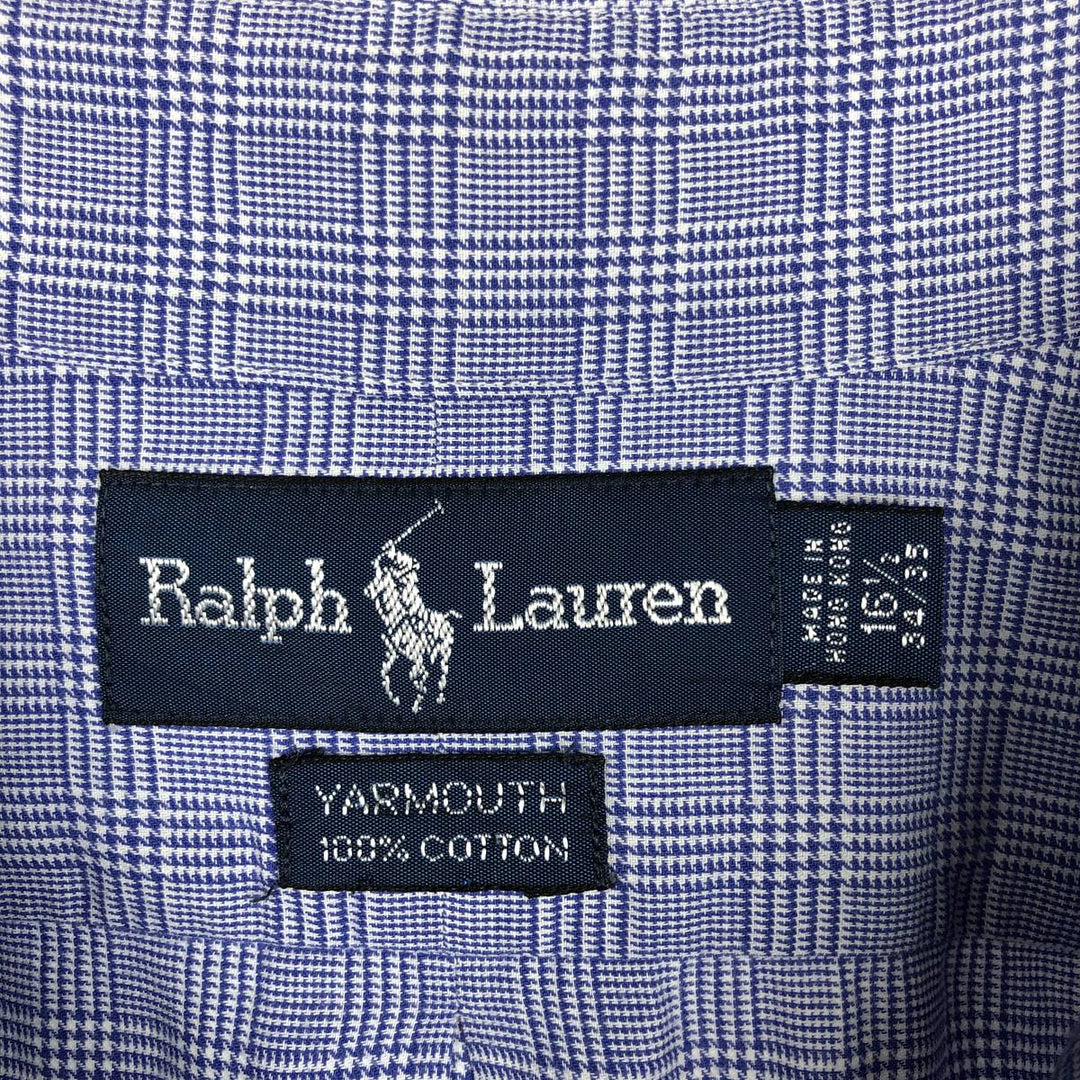 Ralph Lauren YARMOUTH Long Sleeve Button Down Check Shirt Men's XL cotton blue type Vintage Second Hand