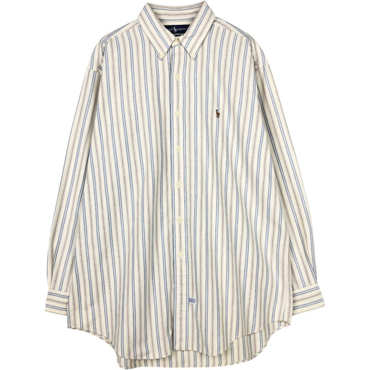 Ralph Lauren YARMOUTH Long Sleeve Button-Down Striped Shirt, Men's XL cotton blue type Vintage Second Hand