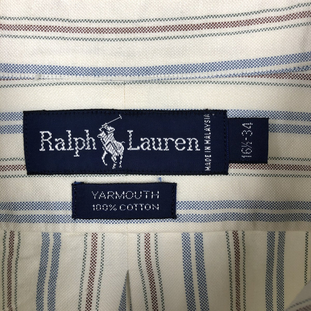 Ralph Lauren YARMOUTH Long Sleeve Button-Down Striped Shirt, Men's XL cotton blue type Vintage Second Hand