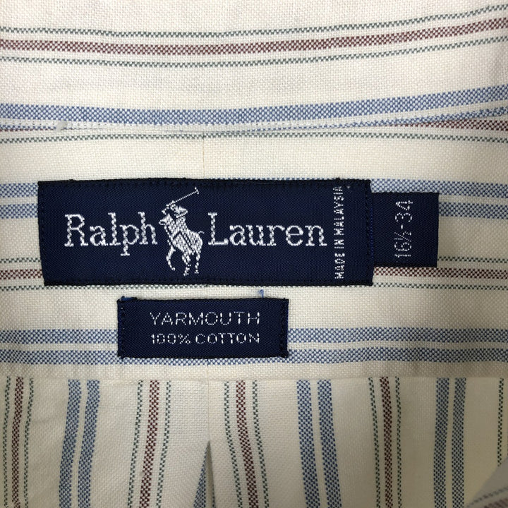 Ralph Lauren YARMOUTH Long Sleeve Button-Down Striped Shirt, Men's XL cotton blue type Vintage Second Hand