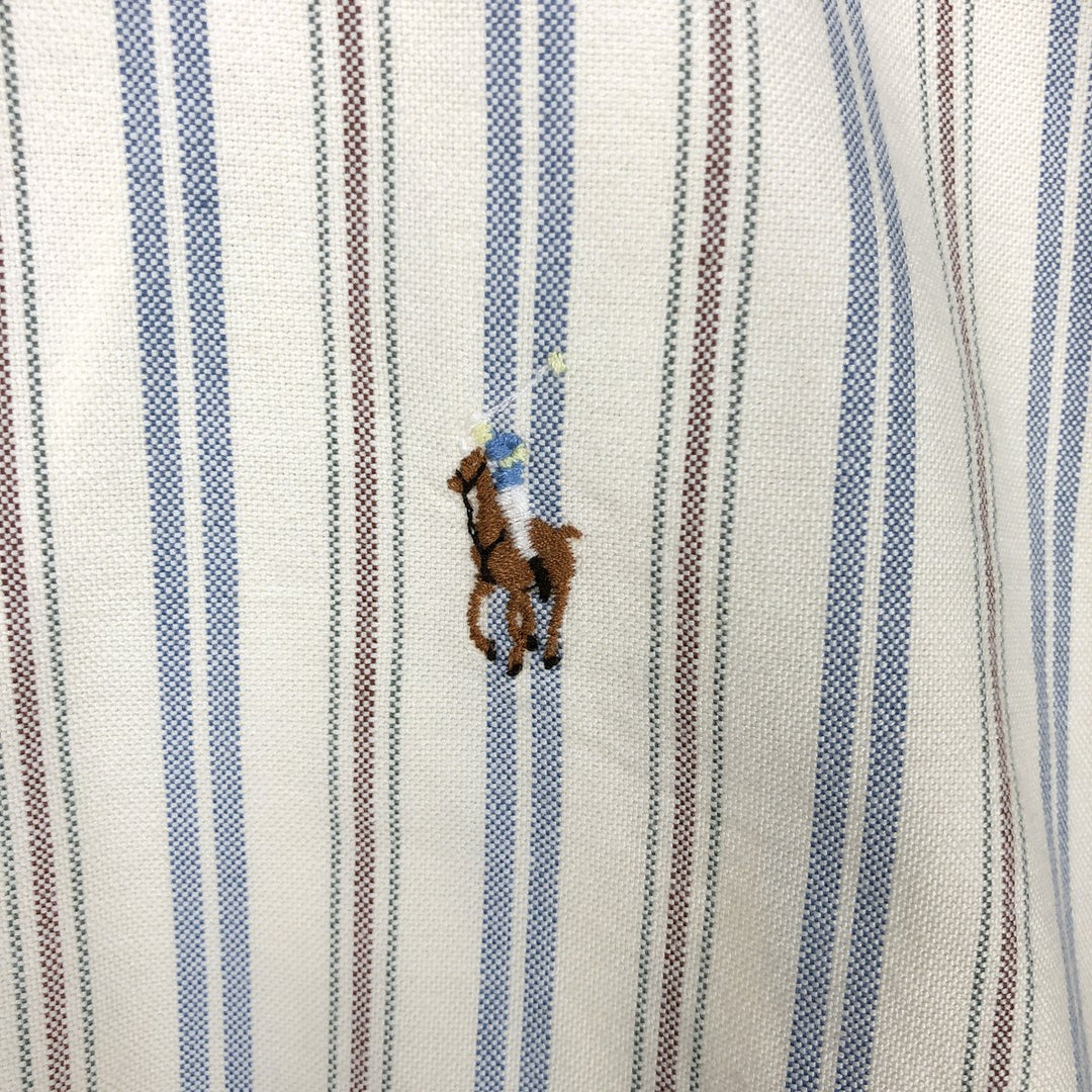 Ralph Lauren YARMOUTH Long Sleeve Button-Down Striped Shirt, Men's XL cotton blue type Vintage Second Hand