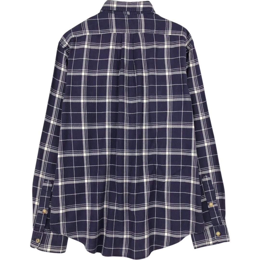 Ralph Lauren POLO Ralph Lauren Long-Sleeve Cotton Check Shirt, Men's Size L (approx.) cotton navy blue type Vintage Second Hand