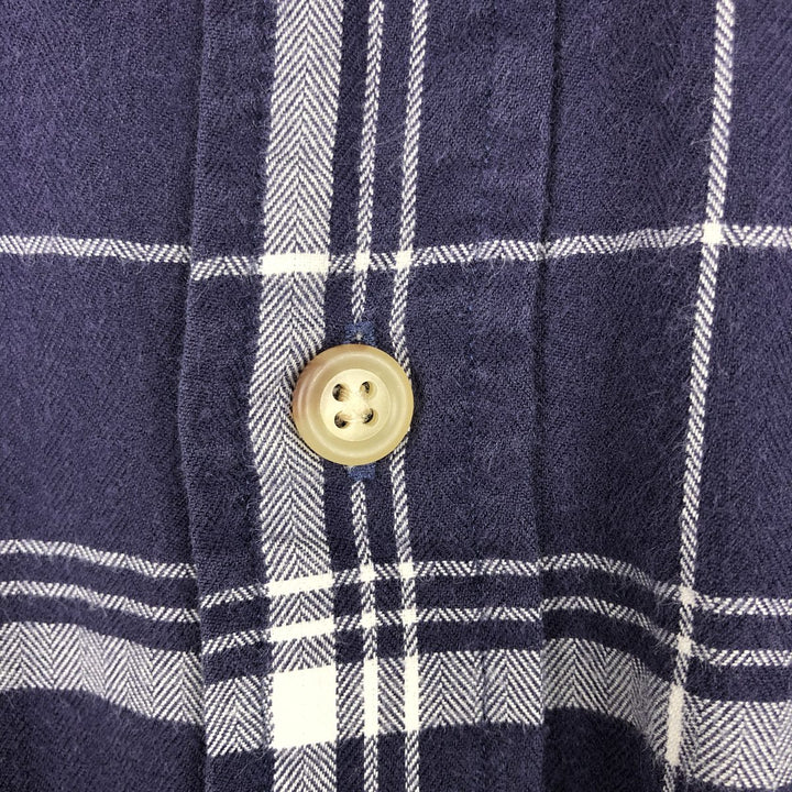 Ralph Lauren POLO Ralph Lauren Long-Sleeve Cotton Check Shirt, Men's Size L (approx.) cotton navy blue type Vintage Second Hand