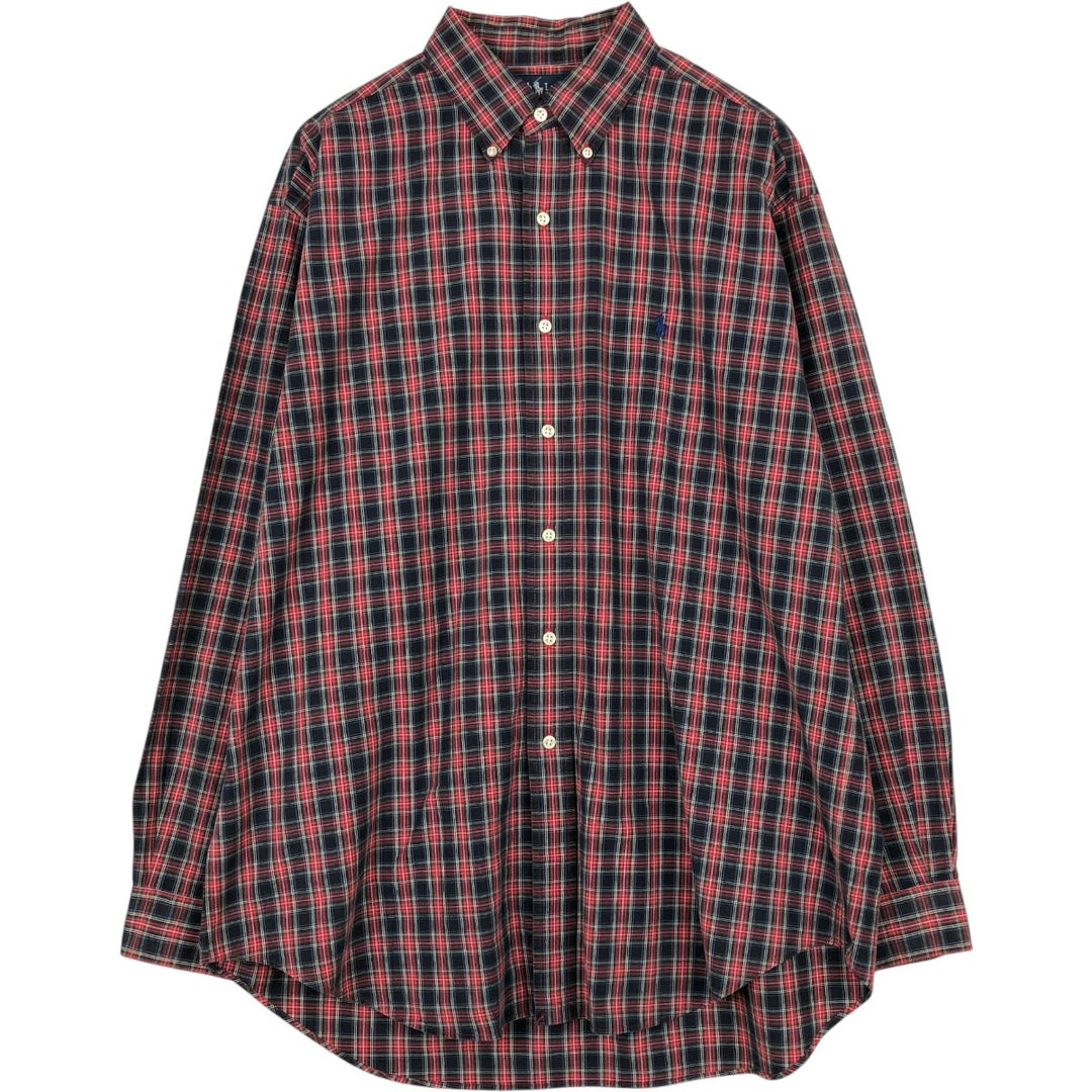 Ralph Lauren BLAKE long sleeve button down check shirt, men's size L cotton red type Vintage Second Hand