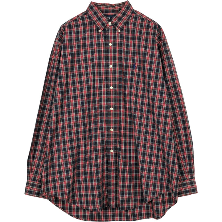 Ralph Lauren BLAKE long sleeve button down check shirt, men's size L cotton red type Vintage Second Hand