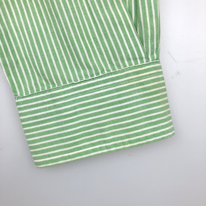 Ralph Lauren Classic Fit Long Sleeve Button Down Striped Shirt Men's Size L cotton green type yellow green Vintage Second Hand