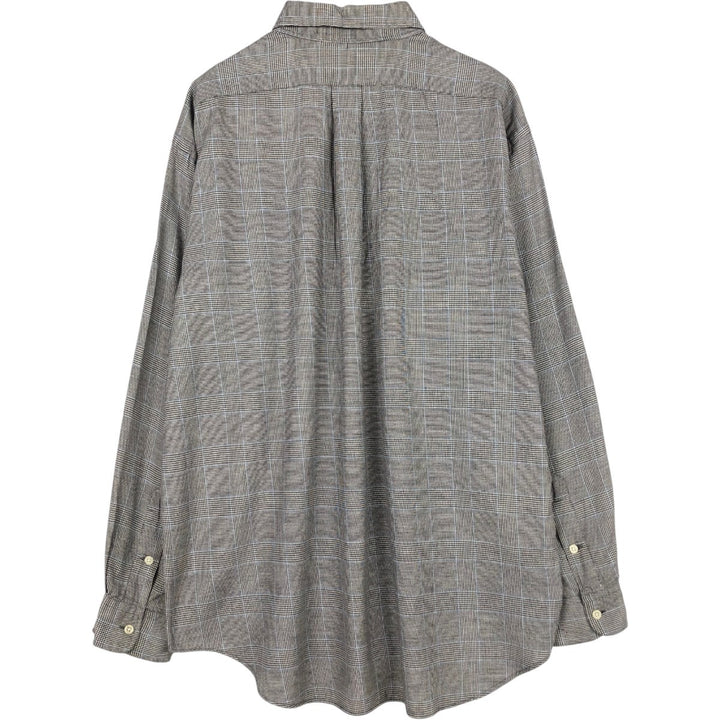 Ralph Lauren BLAIRE Glen Plaid Long-Sleeve Button-Down Check Shirt, Men's Size L (approx.) cotton gray type Vintage Second Hand