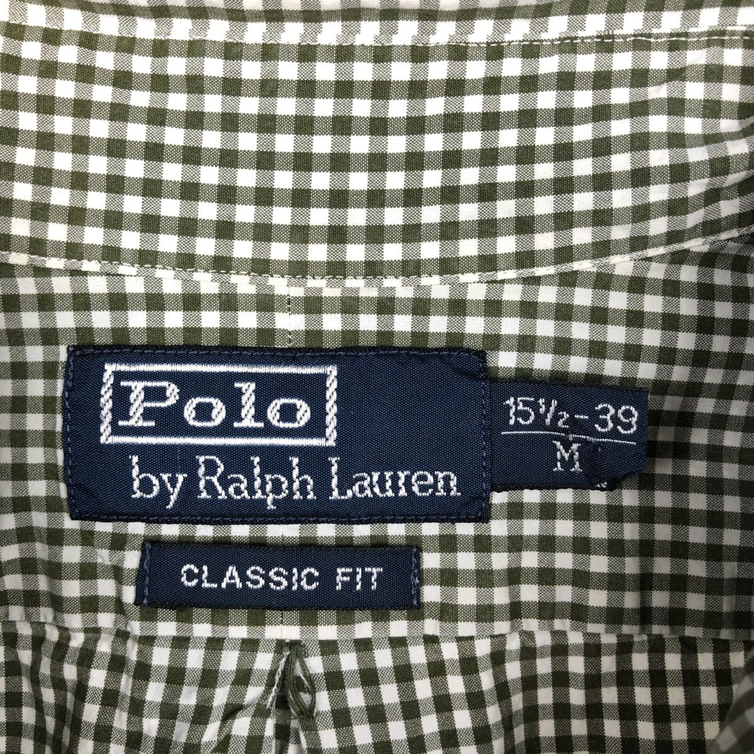 Ralph Lauren POLO by Ralph Lauren CLASSIC FIT Gingham Check Long Sleeve Button-Down Check Shirt, Men's Size M (approx.) cotton Green type dark green Vintage Second Hand
